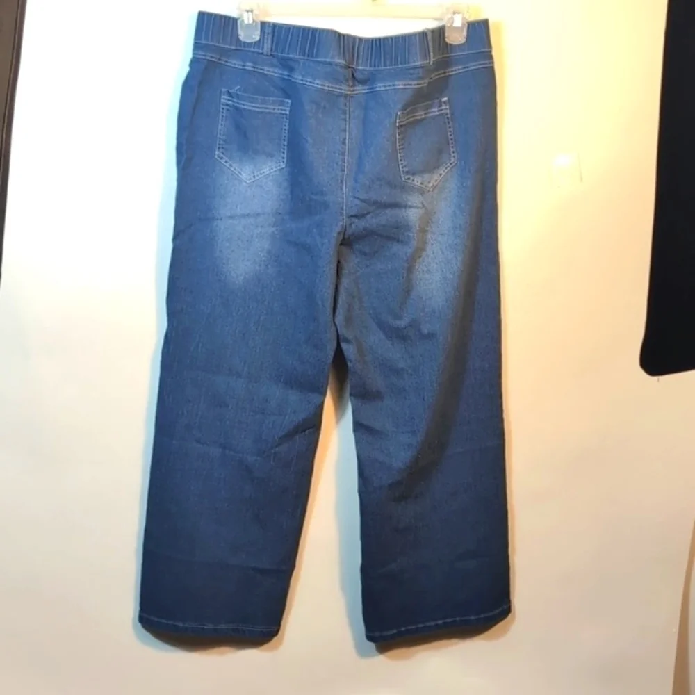 Wide Leg Blue Denim Jeans 3XL Plus Size High Rise Curvy Fit
